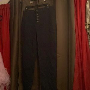 Black button fly pants